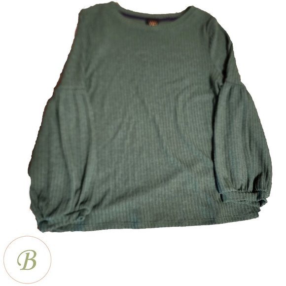 W5 Tops - W5 top green ribbed long balloon sleeve NWOT Med